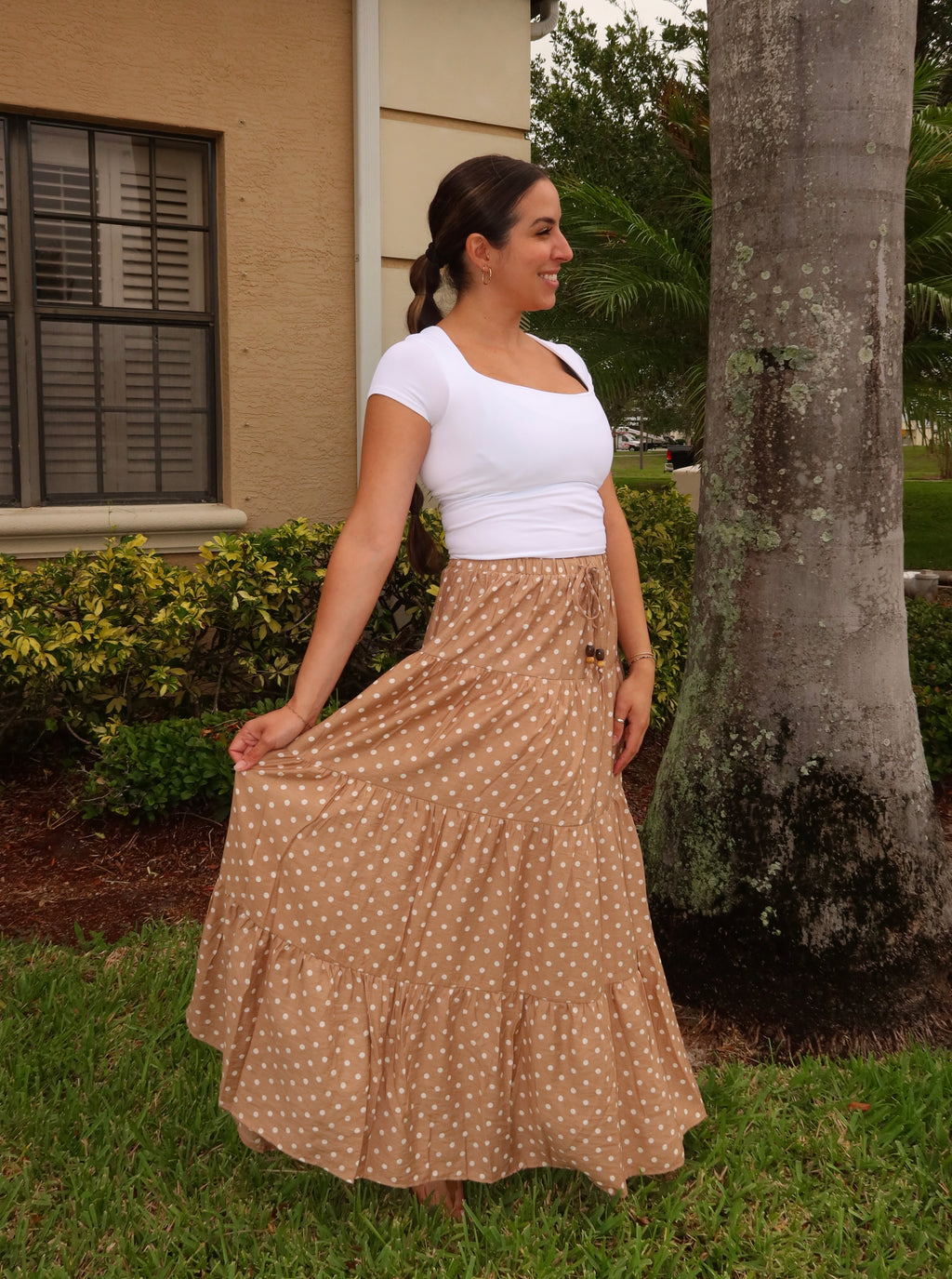 Cocoa Dot Maxi Skirt